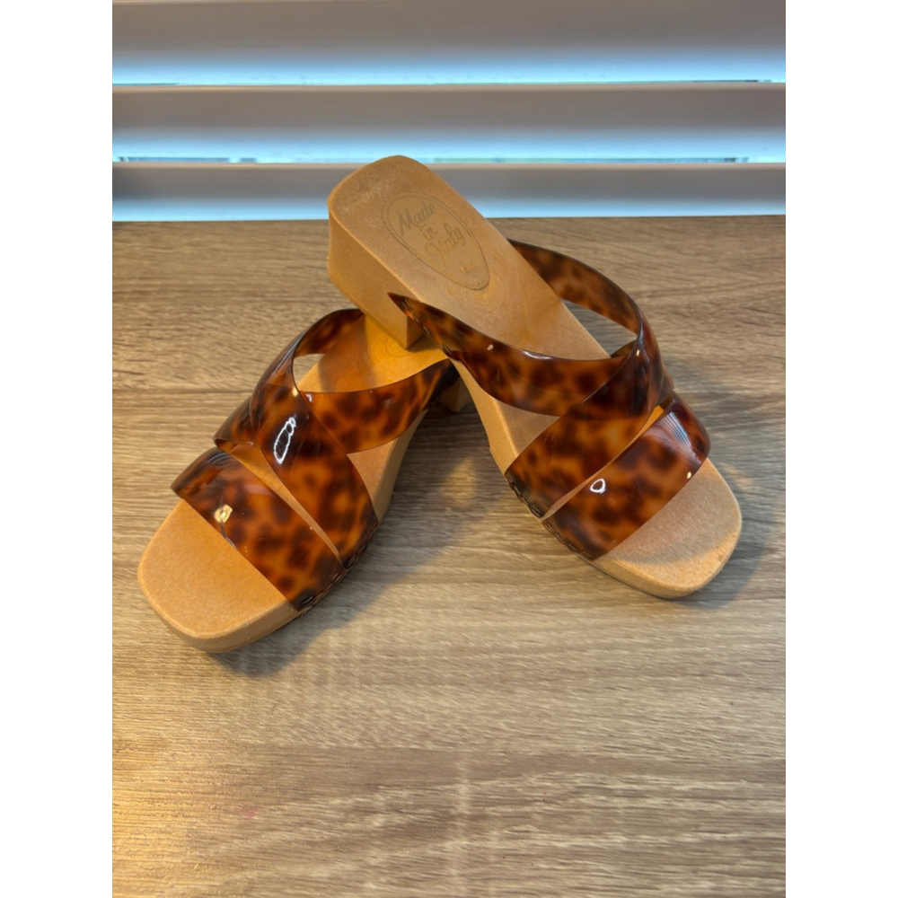 70s Romano Italian Clogs With Tortoise Straps Women's Size 6 Euro 37